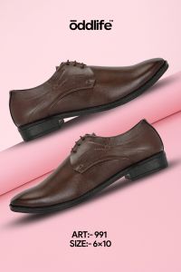 Mens Brown Derby Refined Lace-Up Shoes
