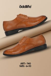 Mens Tan Derby Elegant Lace-Up Shoes