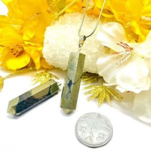 Polished Natural Pyrite Pencil Pendant 25 Mm for Jewelry