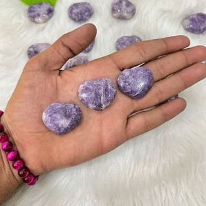 Natural Stone Lepidolite Puffy Heart