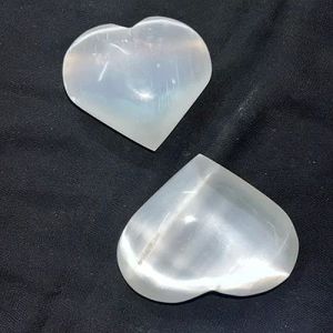 Polished Natural White Selenite Puffy Heart for Decorative Or Healing