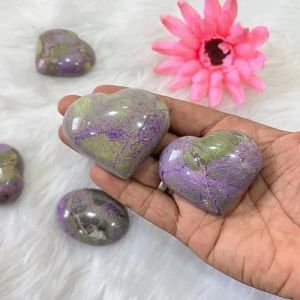 Polished Purple Stichtite Heart Gemstones