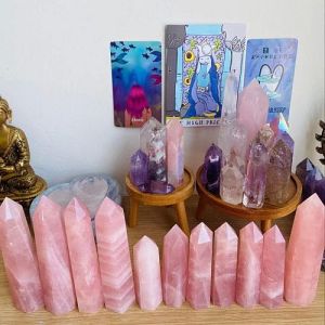 Polished Rose Quartz Tower Stone, Color : Pink, Weight : 100 G