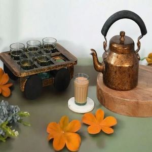 Brown Hand Painted Tea Kettle Set
