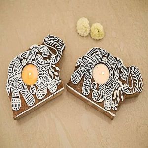 Decorative Wooden T Light Candle Holder