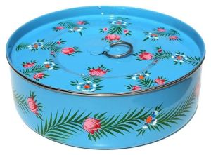 Hand Painted Round Steel Box