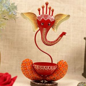 Iron Ganesh T Light Holder
