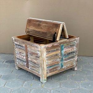Square Rustic Wooden Stool
