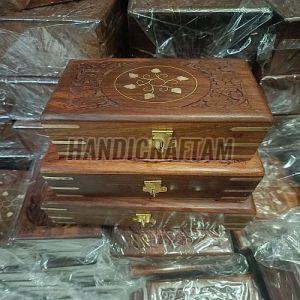 Handicraft Wooden Jewellery Box, Color : Brown