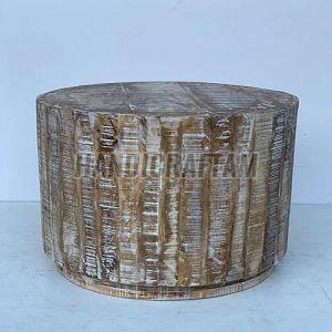 Rustic Wooden Round Stool, Color : Brown for Indoor