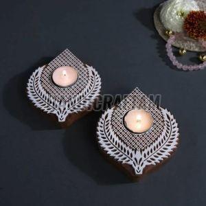 Wooden Block Tea Light Holder Standard for Home Decor
