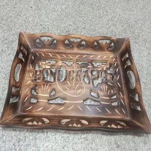 Wooden Carving Serving Tray, Shape : Rectangular