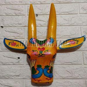 Wooden Cow Head Wall Hanging for Home Decor