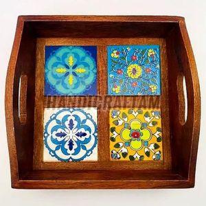 Wooden Handicraft Serving Tray, Shape : Rectangular