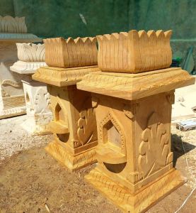 Polished Designer Marble Tulsi Pot, Color : Light Brown