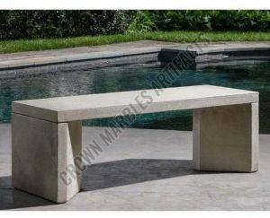 Polished Marble Stone Sitting Bench, Shape : Rectangular for Garden