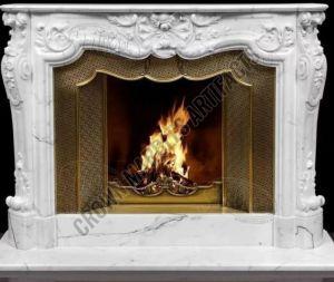 Carved Marble Fireplace, Shape : Square for Used In Living Room