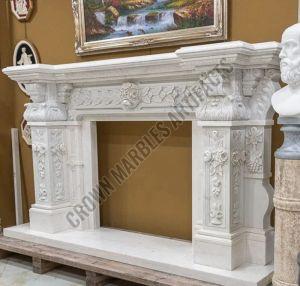 Marble Carved Fireplace, Shape : Square for Indoor