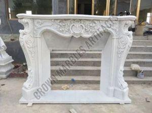 White Marble Fireplace, Shape : Rectangular
