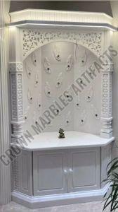 6 Feet Marble Carved Temple, Color : White for Home Decor