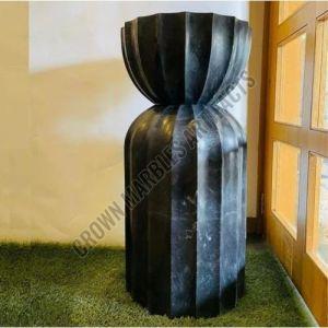Black Marble Pedestal Wash Basin, Shape : Round for Bathroom