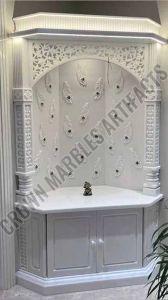 Smooth 6 Feet White Carved Marble Temple Traditional for Home Decor