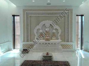 7 Feet Antique White Carved Marble Temple