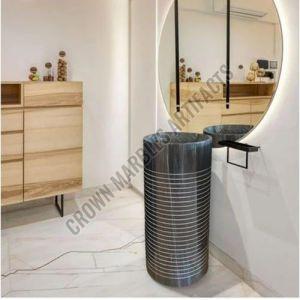 Polished Pedestal Marble Wash Basin, Shape : Round for Bathroom