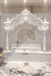 Polished Carved White Marble Temple for Home Decor