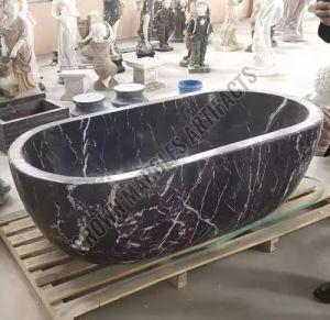 Black Marble Stone Bathtub, Shape : Oval