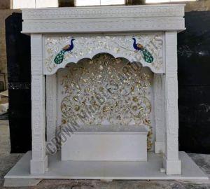 Polished Indoor White Makrana Marble Temple