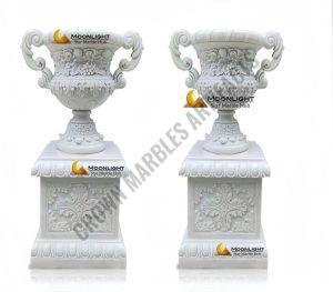 Polished Marble Flower Pots, Packaging Type : White