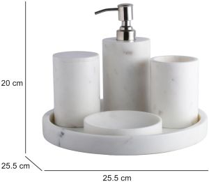 Polished White Marble Bathroom Accessory Set, Stone Form : Solid