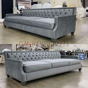 3 Seater Grey Wooden Office Sofa