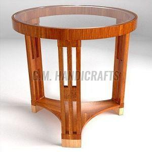 Round Wooden Side Table for Living Room