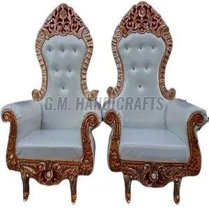 White and Golden Wooden Wedding Chair Traditional