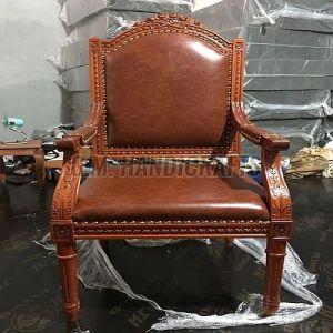 Polished Wooden Armrest Chair Modern for Indoor Seating