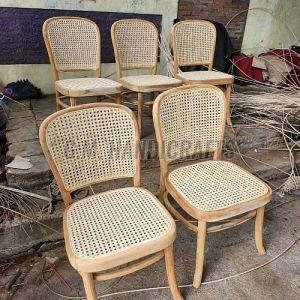 Polished Wooden Cane Bistro Chair for Home, Hotel
