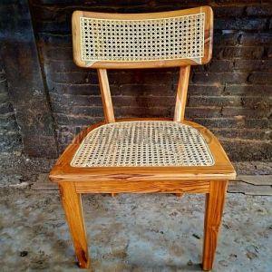 Polished Wooden Cane Restaurant Chair, Color : Brown