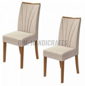 Polished Wooden Chair with Fabric Backrest, Color : Brown, Cream