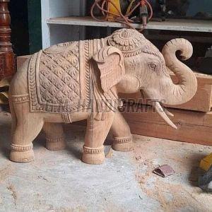 Smooth Finish Wooden Elephant Statue Varies, Customized Size