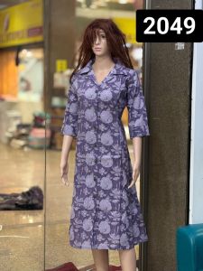 Ladies Casual Floral Shirt Dress