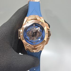 Hublot Big Bang Unico Sang Bleu II 45mm Rose Gold Blue Dial Blue Rubber Strap Swiss Watch