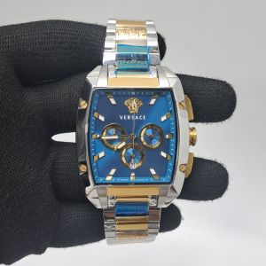 Versace Dominus Chronograph Dual Tone Blue Dial Swiss Watch