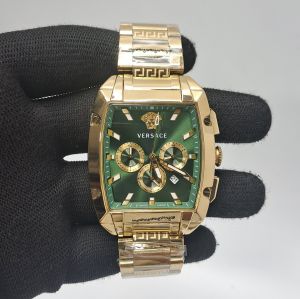 Versace Dominus Chronograph Full Gold Green Dial Swiss Watch