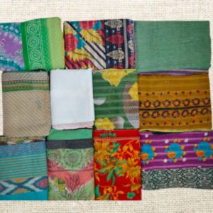 Backside Cotton Fabric Silk Patch Kantha 60X108 Inches