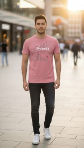 Round Printed Man T-shirt, Color : Pink