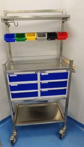 6 Drawer Stainless Steel Crash Cart Trolley
