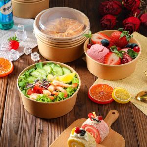 500ml Round Kraft Paper Salad Bowl