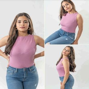 Ladies Purple Cotton Rib Sleeveless One Piece Bodysuit